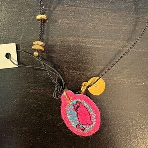 NWT Marc Jacob’s Vibrant Pink and Black Cat Medallion Necklace